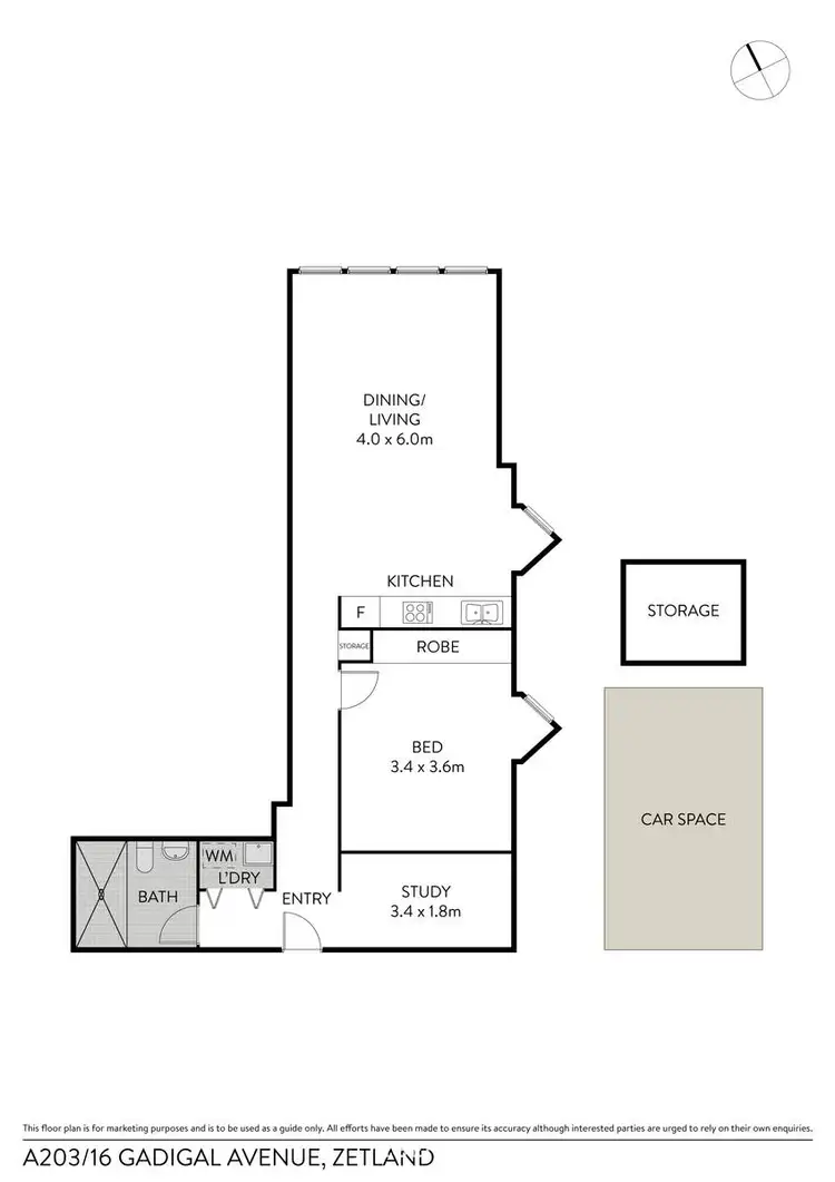 Floorplan of Homely apartment listing, 203/16 Gadigal Street, Waterloo NSW 2017