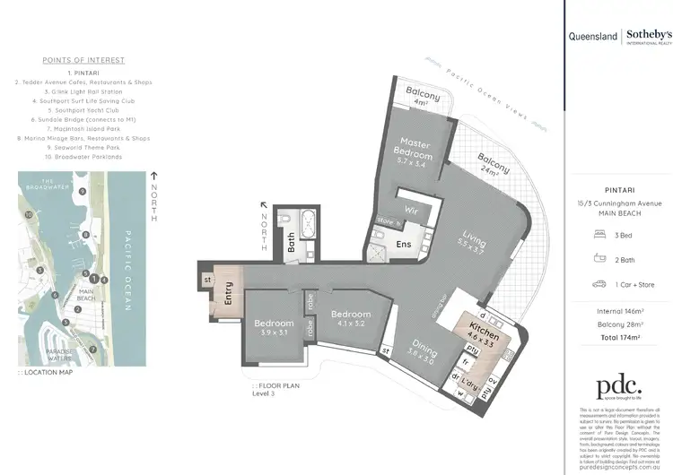 Floorplan of Homely apartment listing, 15/3 Cunningham Avenue, Main Beach QLD 4217