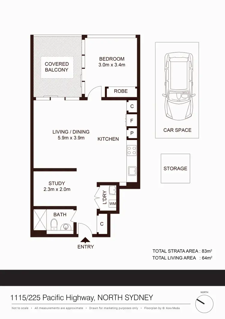 Floorplan of Homely apartment listing, 1115/225 Pacific Highway, North Sydney NSW 2060