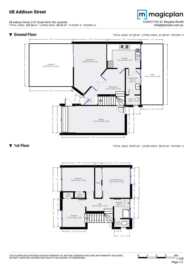 Floorplan of Homely townhouse listing, 6B Addison Street, South Perth WA 6151