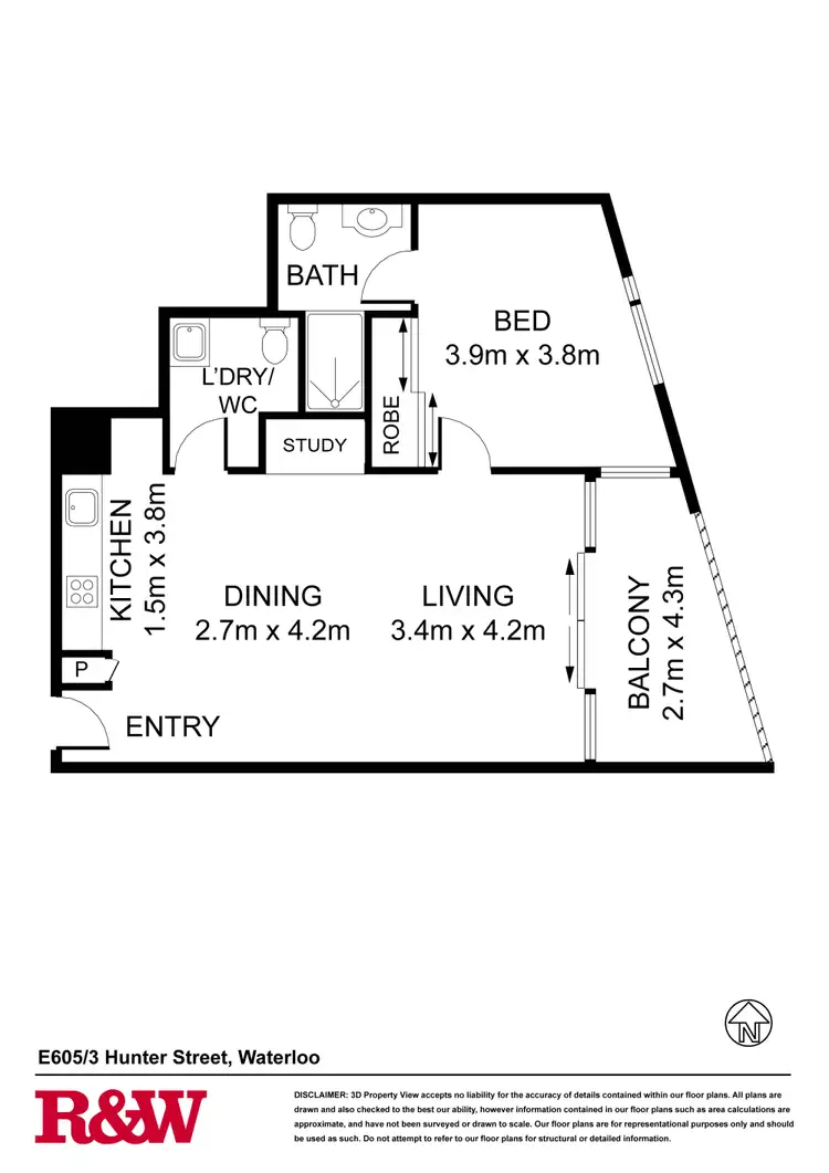 Floorplan of Homely apartment listing, E605/3 Hunter Street, Waterloo NSW 2017
