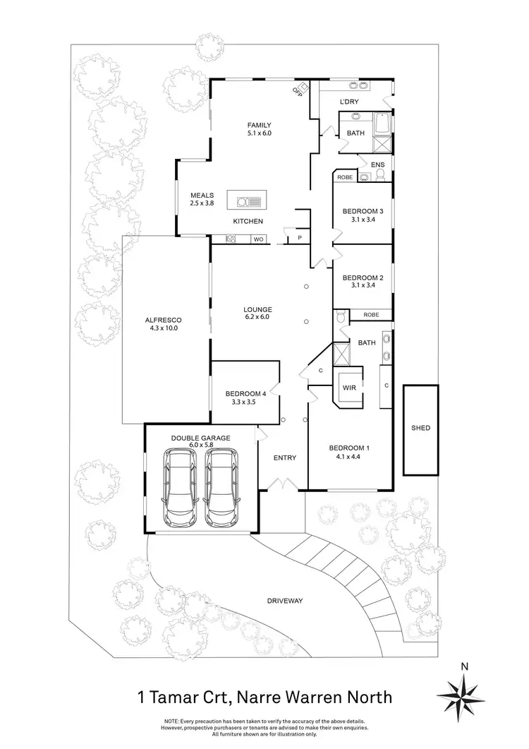 Floorplan of Homely house listing, 1 Tamar Court, Narre Warren North VIC 3804