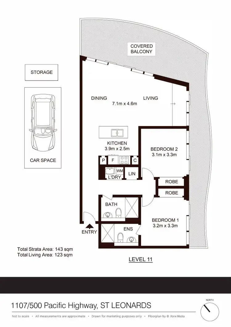 Floorplan of Homely apartment listing, 1107/500 Pacific Highway, St Leonards NSW 2065