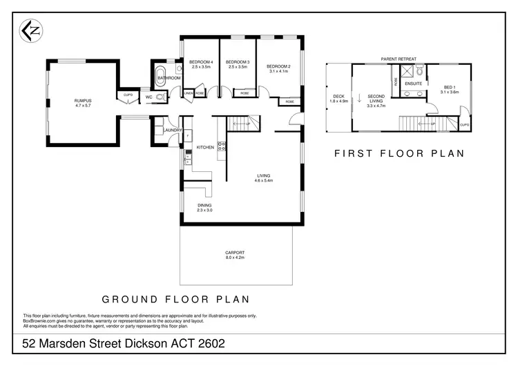 Floorplan of Homely house listing, 52 Marsden Street, Dickson ACT 2602