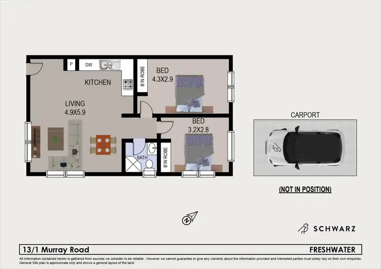 Floorplan of Homely unit listing, 13/1 Murray Road, Freshwater NSW 2096