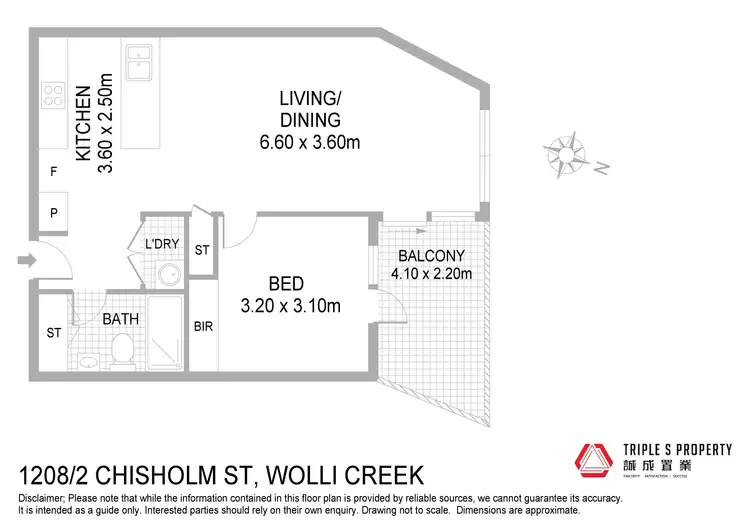 Floorplan of Homely apartment listing, 1208/2 Chisholm Street, Wolli Creek NSW 2205