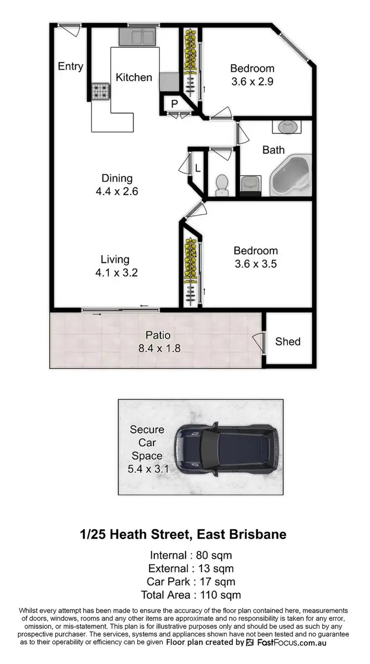 Floorplan of Homely unit listing, 1/25 Heath Street, East Brisbane QLD 4169