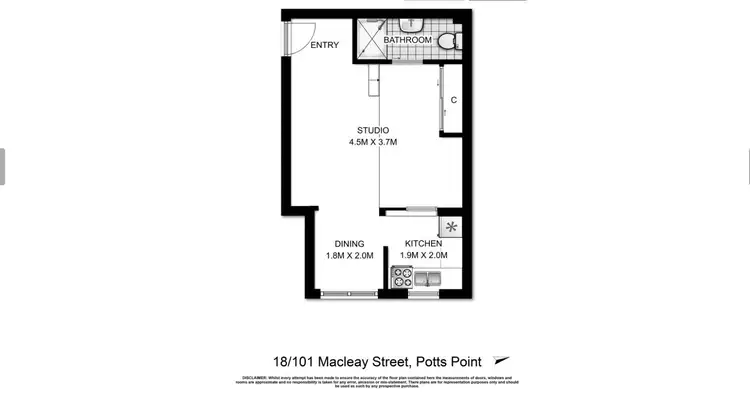 Floorplan of Homely studio listing, 18/101 Macleay Street, Potts Point NSW 2011