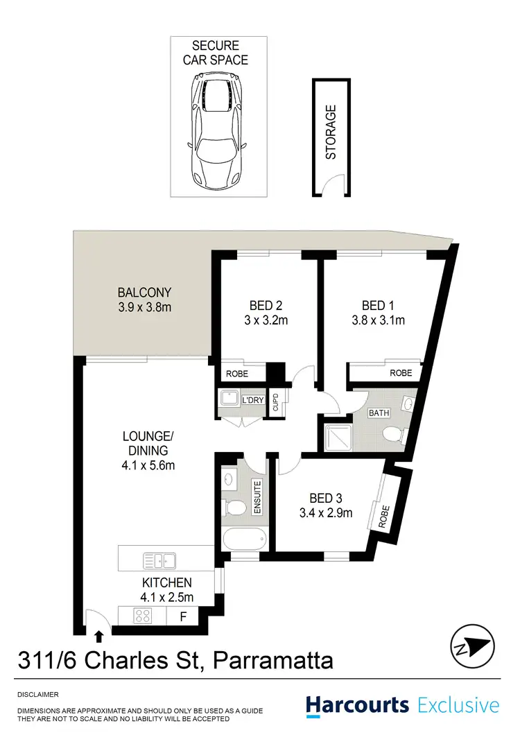 Floorplan of Homely apartment listing, 311/6 Charles Street, Parramatta NSW 2150
