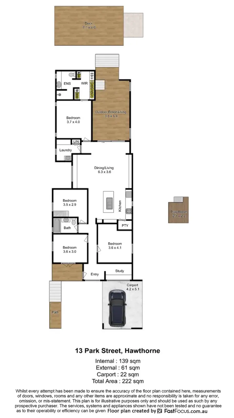 Floorplan of Homely house listing, 13 Park Street, Hawthorne QLD 4171