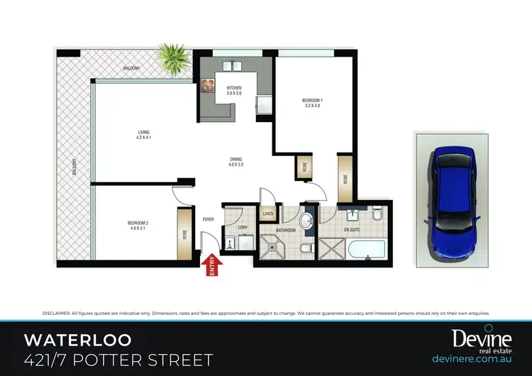 Floorplan of Homely apartment listing, 421/7 Potter Street, Waterloo NSW 2017