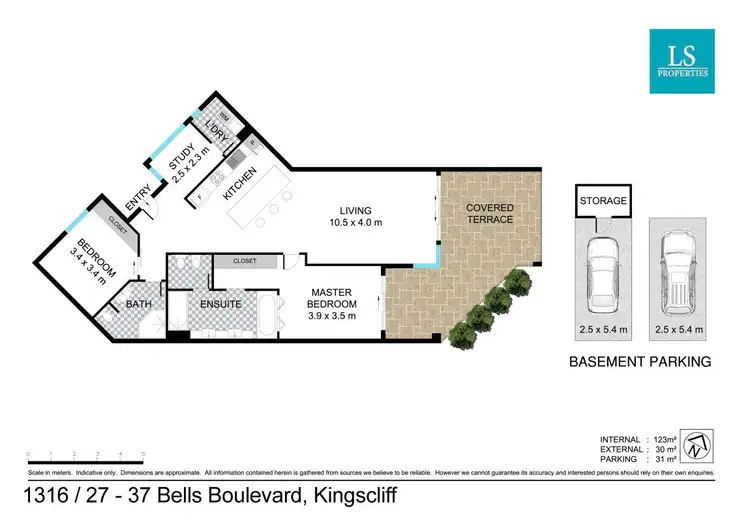 Floorplan of Homely apartment listing, 1316/27 - 37 Bells Boulevard, Kingscliff NSW 2487