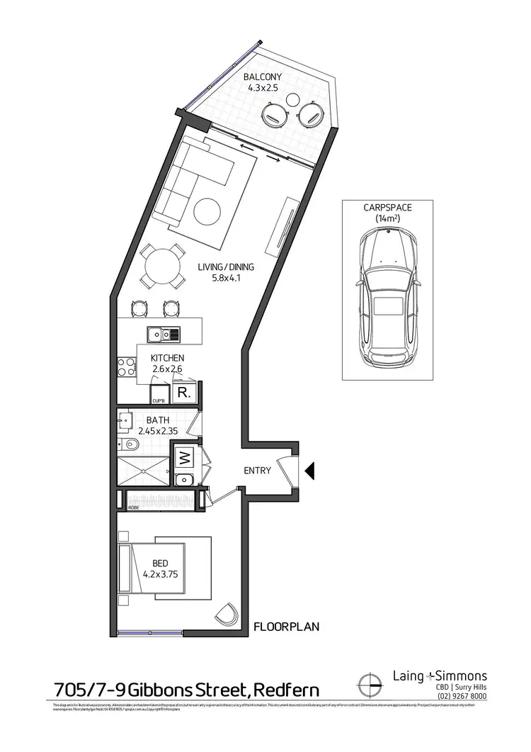 Floorplan of Homely apartment listing, 705/7-9 Gibbons Street, Redfern NSW 2016