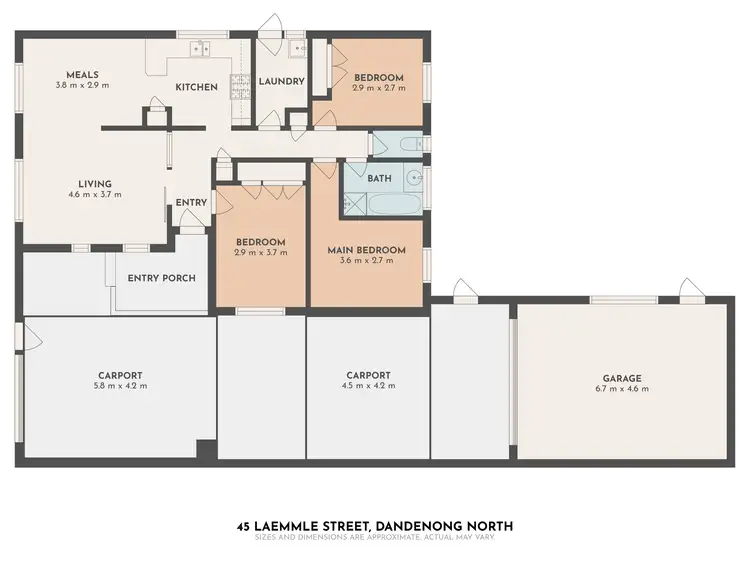 Floorplan of Homely house listing, 45 Laemmle Street, Dandenong North VIC 3175