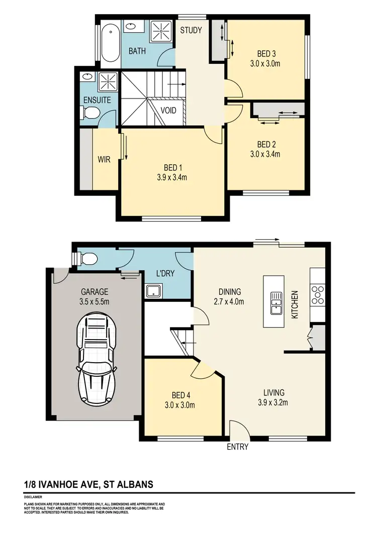 Floorplan of Homely townhouse listing, 1/8 Ivanhoe Avenue, St Albans VIC 3021