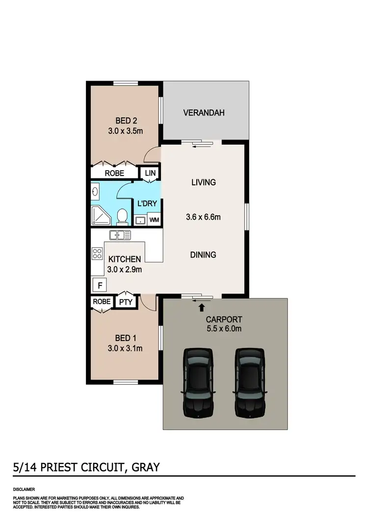 Floorplan of Homely unit listing, 5/14 Priest Circuit, Gray NT 830