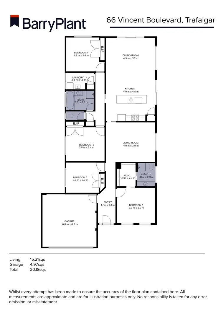 Floorplan of Homely house listing, 66 Vincent Boulevard, Trafalgar VIC 3824