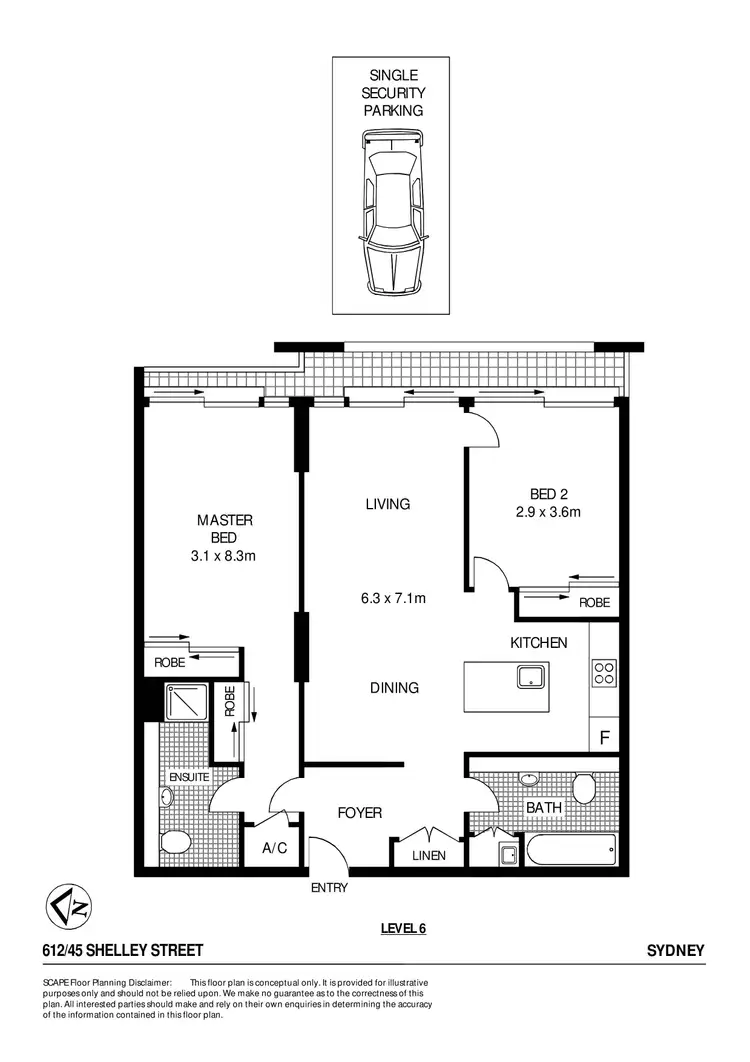 Floorplan of Homely apartment listing, 612/45 Shelley Street, Sydney NSW 2000