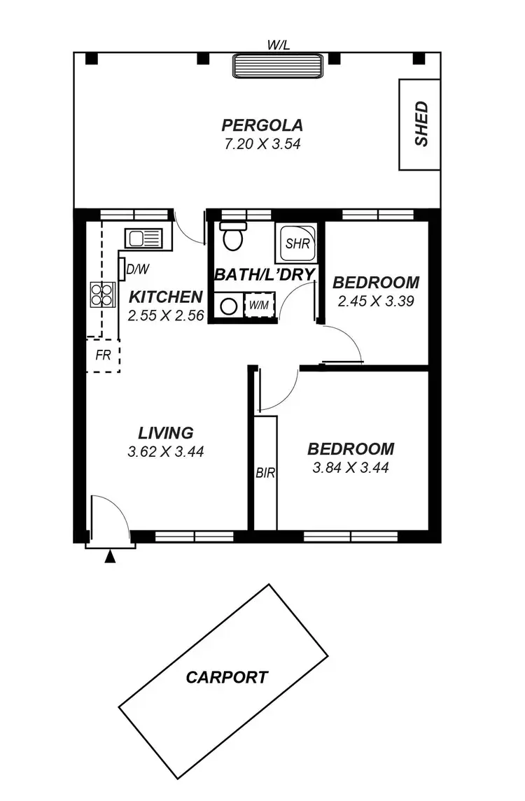 Floorplan of Homely unit listing, 2/6 Rowell Crescent, West Croydon SA 5008
