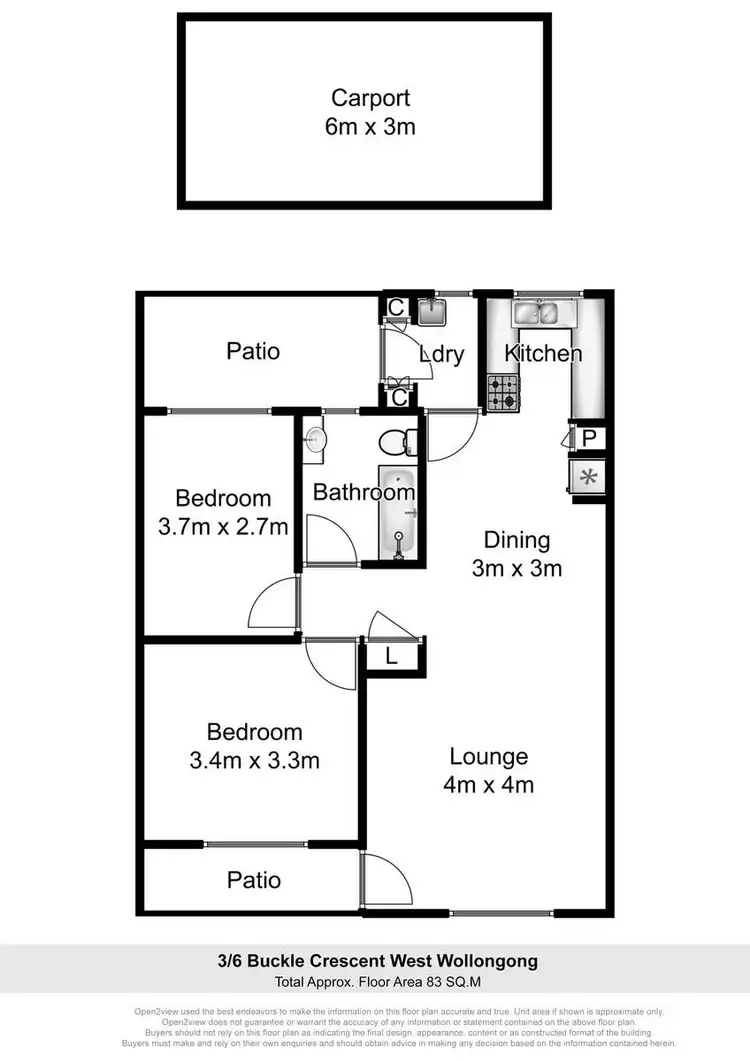 Floorplan of Homely unit listing, 3/6 Buckle Crescent, West Wollongong NSW 2500