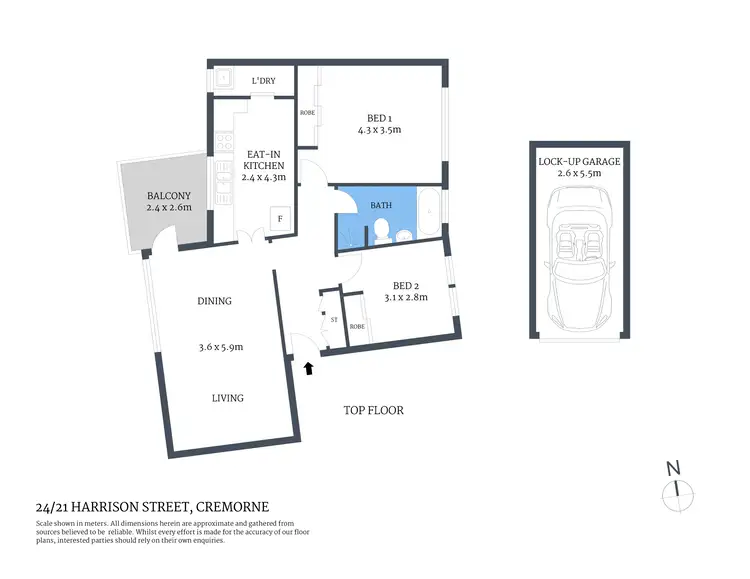 Floorplan of Homely apartment listing, 24/21 Harrison Street, Cremorne NSW 2090