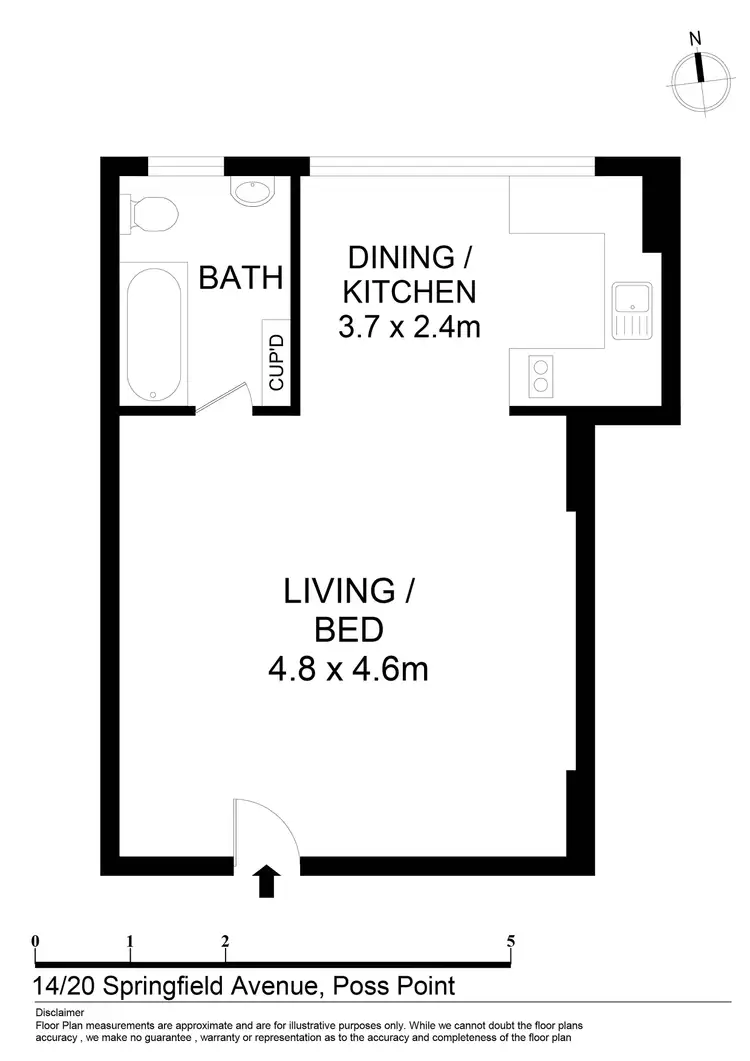Floorplan of Homely studio listing, 14/20-22 Springfield Avenue, Potts Point NSW 2011