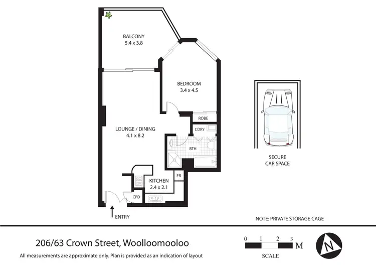 Floorplan of Homely apartment listing, 206/63 Crown Street, Woolloomooloo NSW 2011