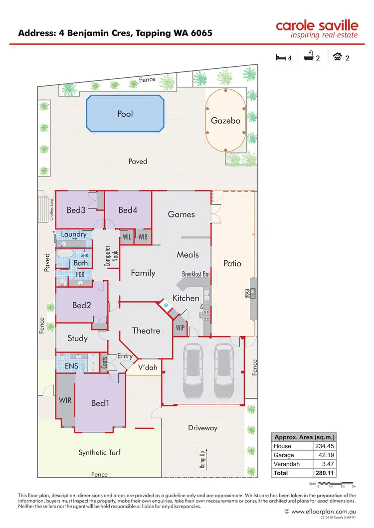 Floorplan of Homely house listing, 4 Benjamin Crescent, Tapping WA 6065