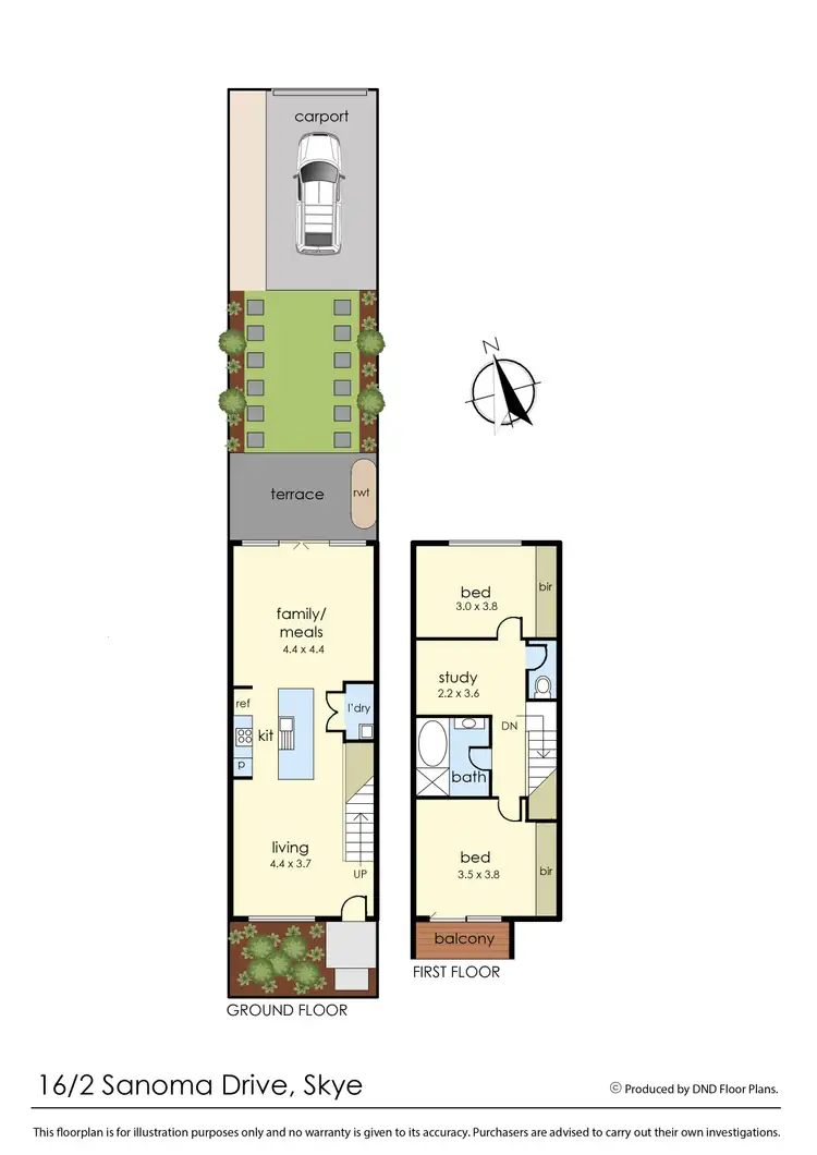 Floorplan of Homely townhouse listing, 16/2 Sanoma Drive, Skye VIC 3977