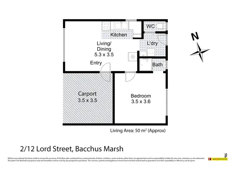 Floorplan of Homely unit listing, 2/12 Lord Street, Bacchus Marsh VIC 3340
