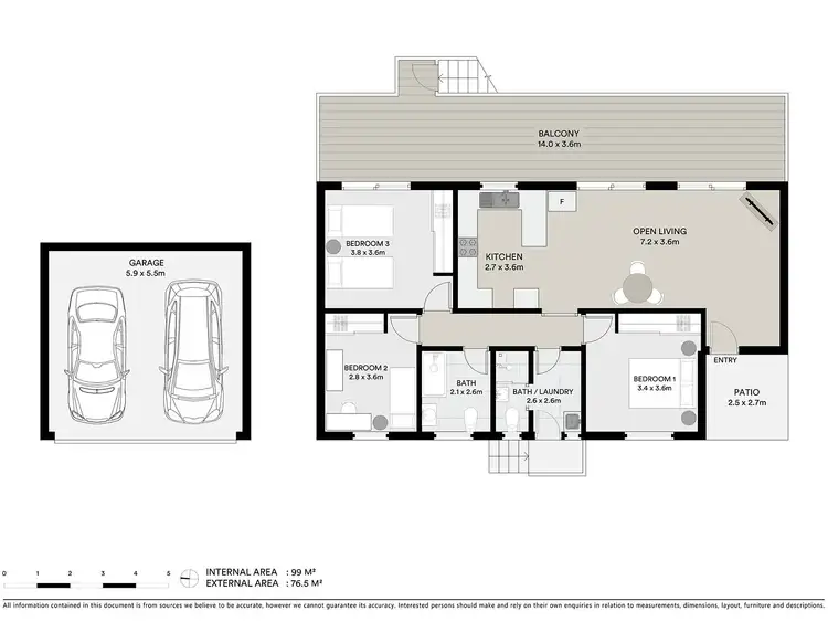 Floorplan of Homely semi-detached listing, 2/51 Cook Avenue, Surf Beach NSW 2536
