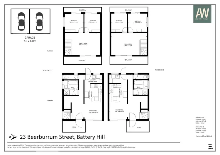 Floorplan of Homely semi-detached listing, 23 Beerburrum Street, Battery Hill QLD 4551