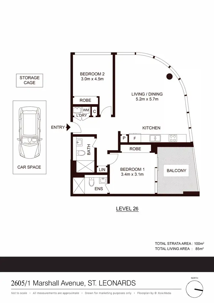 Floorplan of Homely apartment listing, 2605/1 Marshall Avenue, St Leonards NSW 2065