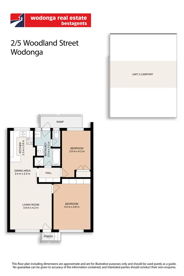 Floorplan of Homely unit listing, 2/5A Woodland Street, Wodonga VIC 3690