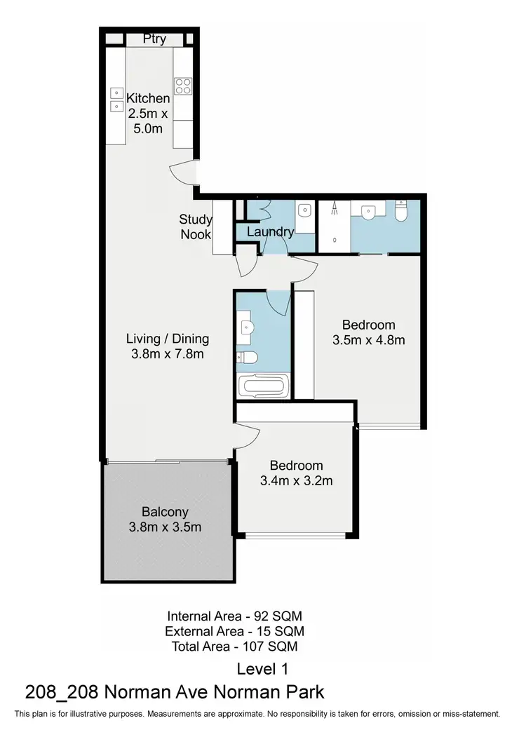 Floorplan of Homely apartment listing, 208/208 Norman Avenue, Norman Park QLD 4170