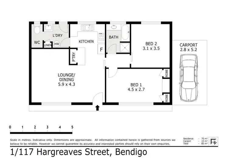 Floorplan of Homely unit listing, 1/117 Hargreaves Street, Bendigo VIC 3550