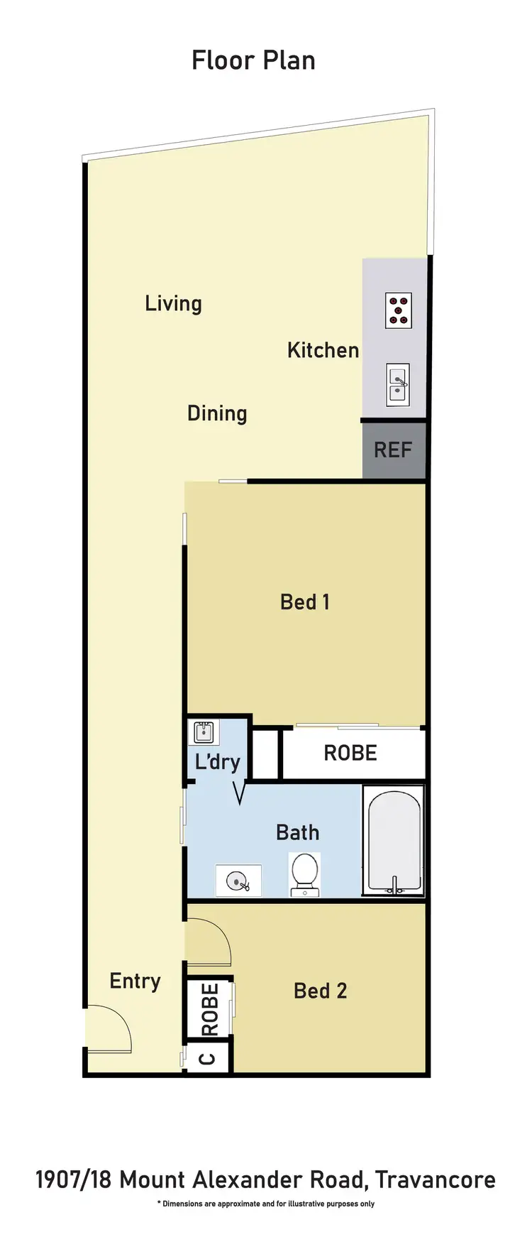 Floorplan of Homely unit listing, 1907/18 Mount Alexander Road, Travancore VIC 3032