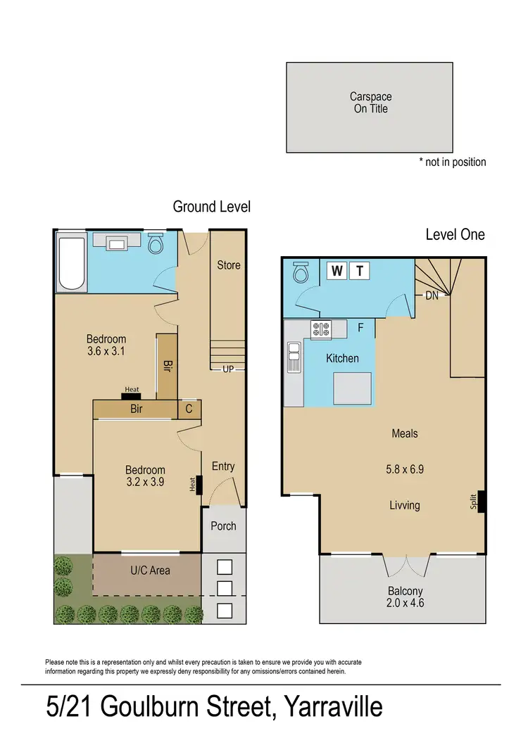 Floorplan of Homely townhouse listing, 5/21 Goulburn Street, Yarraville VIC 3013