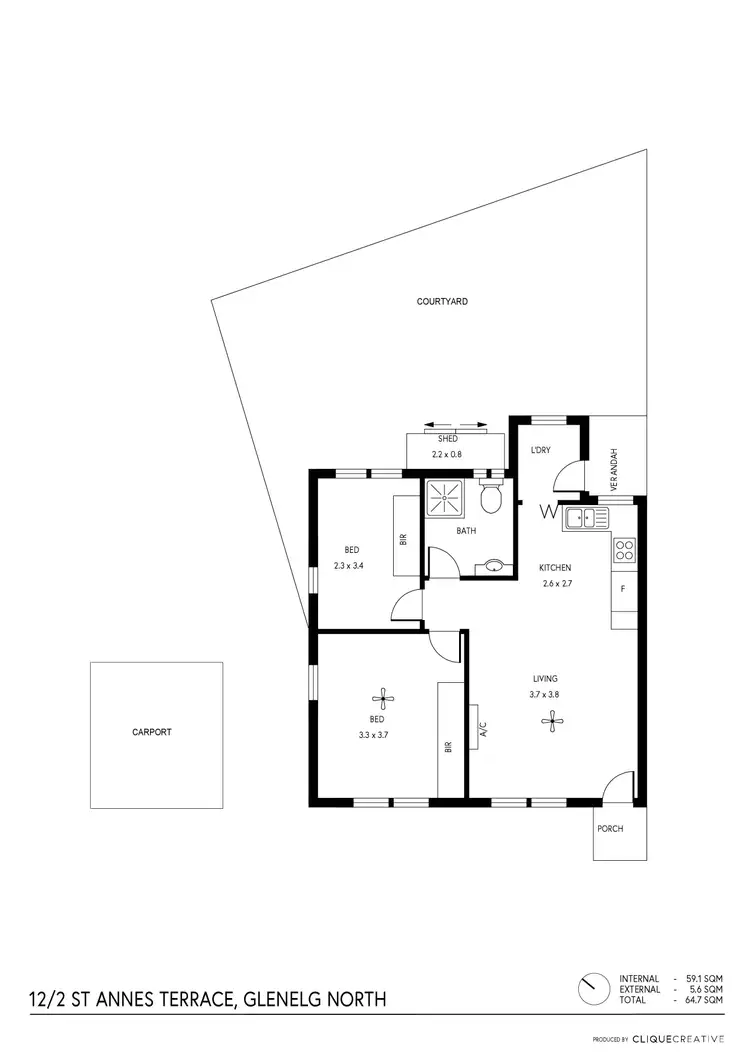 Floorplan of Homely unit listing, 12/2 St Annes Terrace, Glenelg North SA 5045