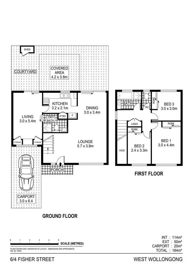 Floorplan of Homely townhouse listing, Unit 6/4 Fisher Street, West Wollongong NSW 2500