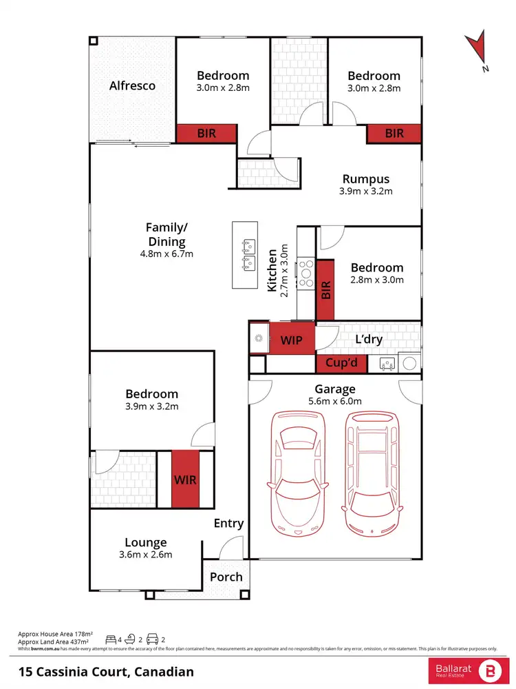 Floorplan of Homely house listing, 15 Cassinia Court, Canadian VIC 3350