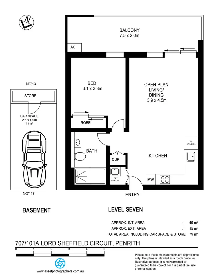 Floorplan of Homely apartment listing, 707/101A Lord Sheffield Circuit, Penrith NSW 2750