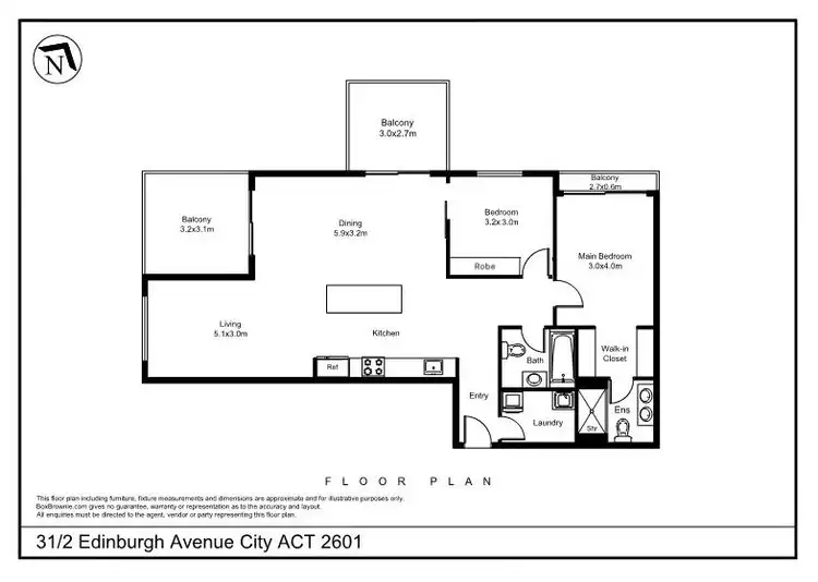 Floorplan of Homely apartment listing, 31/2 Edinburgh Avenue, City ACT 2601