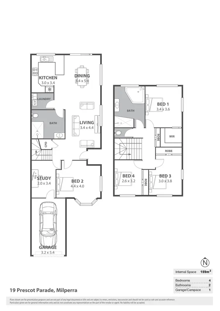 Floorplan of Homely semi-detached listing, 19 Prescott Parade, Milperra NSW 2214