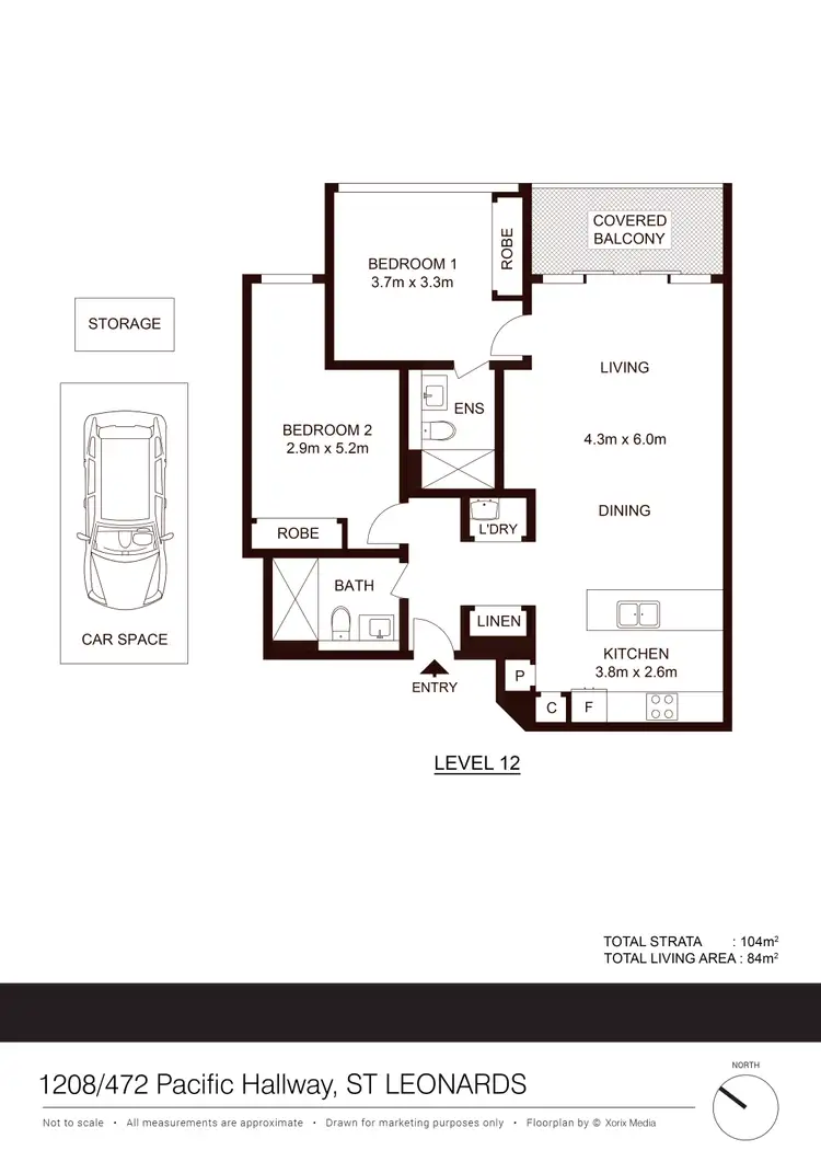 Floorplan of Homely apartment listing, 1208/472 Pacific Highway, St Leonards NSW 2065