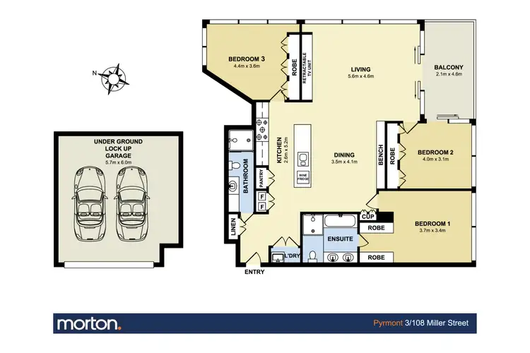 Floorplan of Homely apartment listing, 3/108 Miller Street, Pyrmont NSW 2009