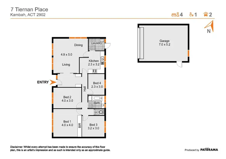 Floorplan of Homely house listing, 7 Tiernan Place, Kambah ACT 2902