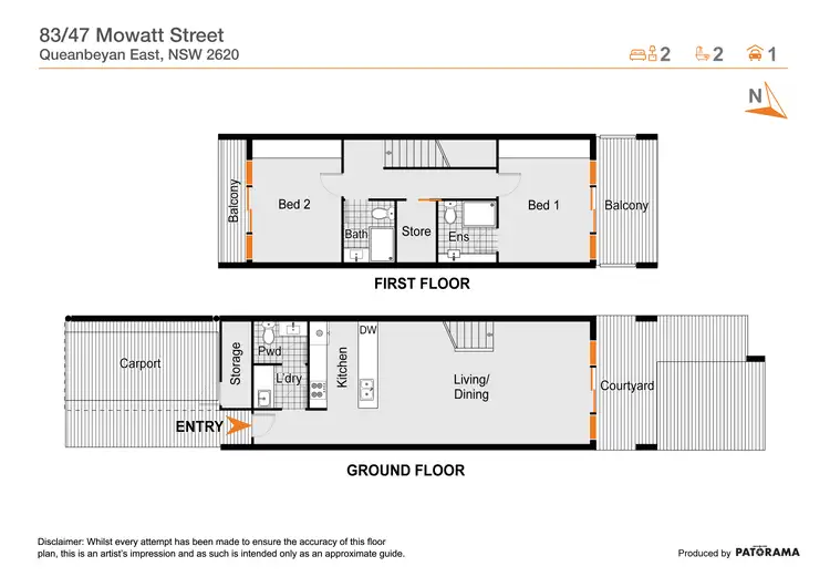 Floorplan of Homely townhouse listing, 83/47 Mowatt Street, Queanbeyan NSW 2620