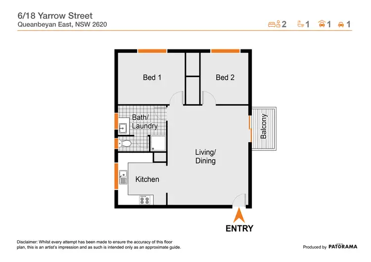 Floorplan of Homely townhouse listing, 6/18 Yarrow Street, Queanbeyan East NSW 2620
