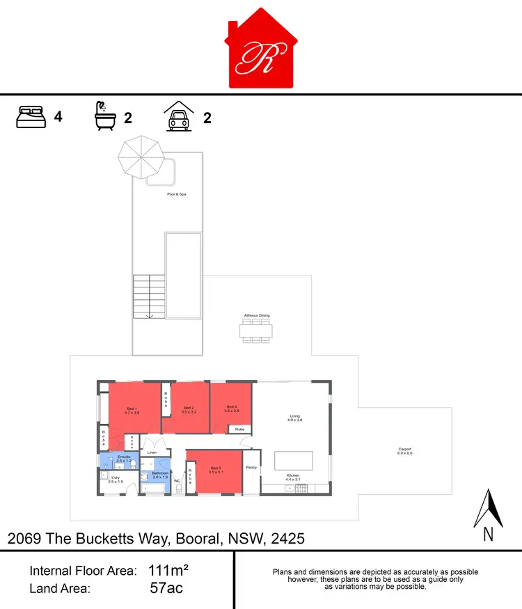 Floorplan of Homely rural property listing, 2069 The Bucketts Way, Booral NSW 2425